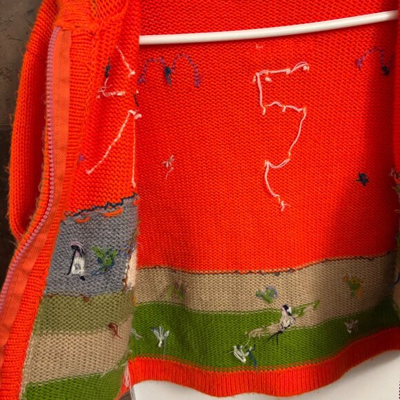 Vintage Peru Knit Kids Sweater Jacket Hoodie Zip Front 1980s - Picture 8 of 14